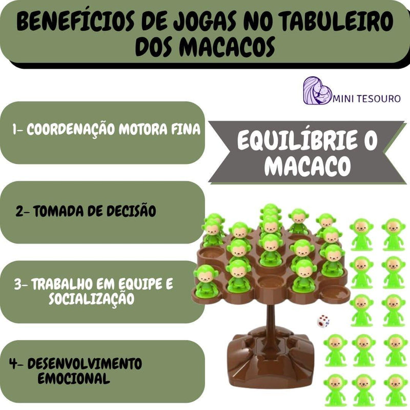 Tabuleiro Montessori - Equilibrando Macacos Mini tesouro