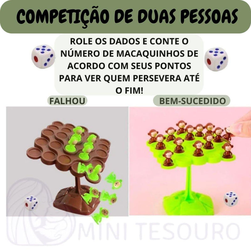 Tabuleiro Montessori - Equilibrando Macacos Mini tesouro