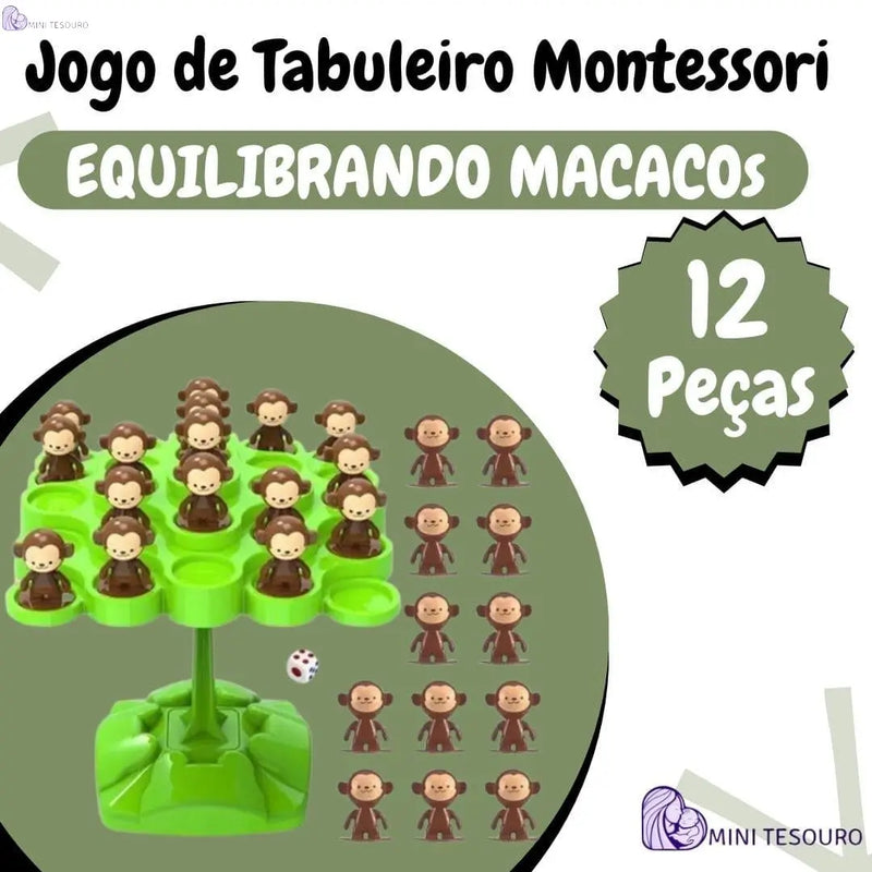 Tabuleiro Montessori - Equilibrando Macacos Mini tesouro