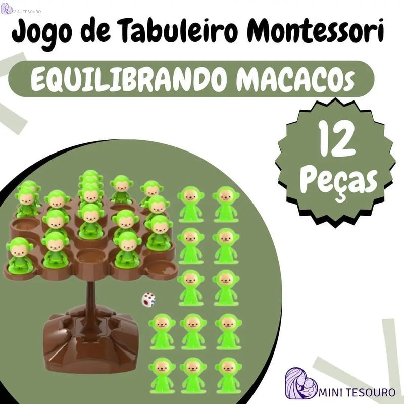 Tabuleiro Montessori - Equilibrando Macacos Mini tesouro